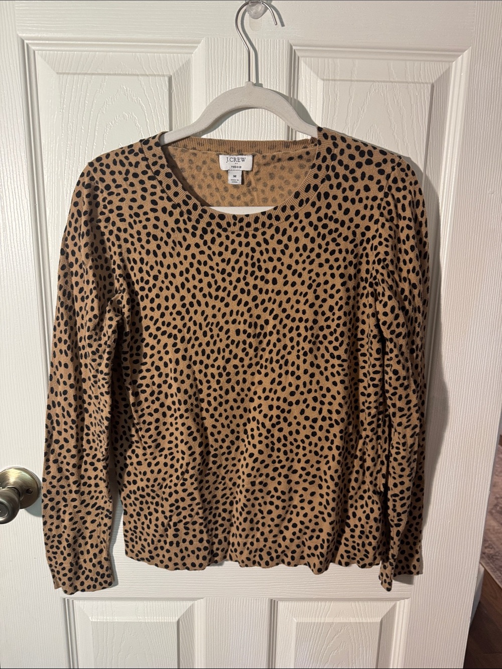 J. Crew Tan and Black Leopard-Print Long Sleeve Tee